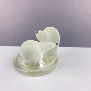 PartyLite Polar Bear Candle Holder Frosted Glass 3 X 4.5 inches Tea Light Votive
